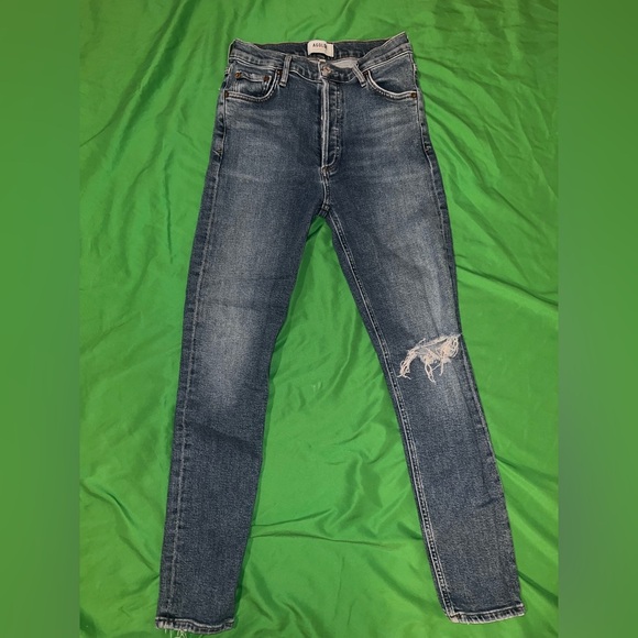 Agolde Medium Blue Distressed Skinny Jeans size 25 - Picture 1 of 9